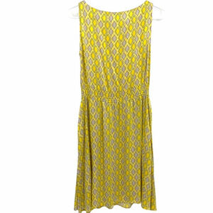 Hourglass Lilly Silk Dress Women Small Yellow Gray Sleeveless Mini Pockets